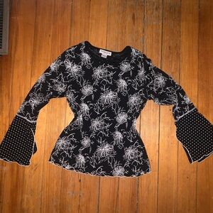 Notations Black and White Floral Blouse